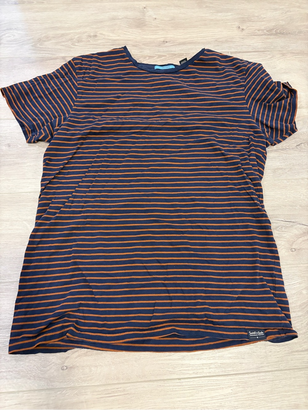 Scotch & Soda Navy and Rust Striped Short Sleeve Tee